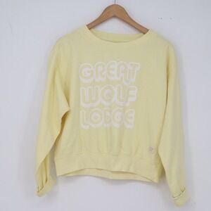 Pop Surf Sweatshirt Womens Medium Great Wolf Lodge Yellow Graphic Pullover Exc